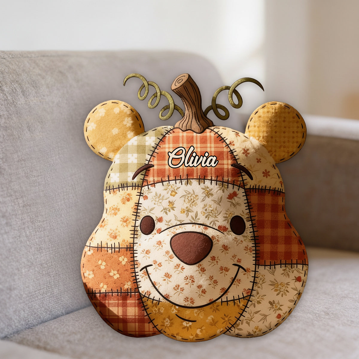 Honey Bear - Personalized Yellow Bear Premium Faux Fur Pillow