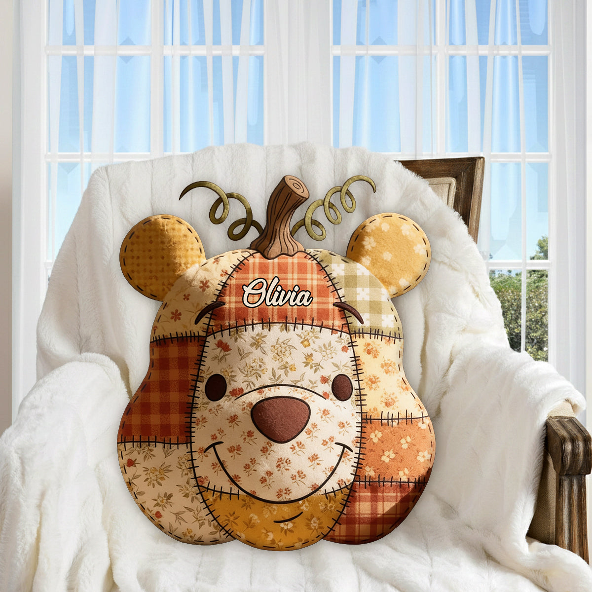 Honey Bear - Personalized Yellow Bear Premium Faux Fur Pillow