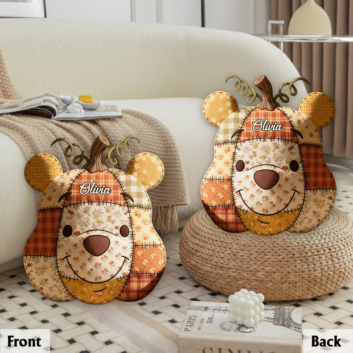 Honey Bear - Personalized Yellow Bear Premium Faux Fur Pillow