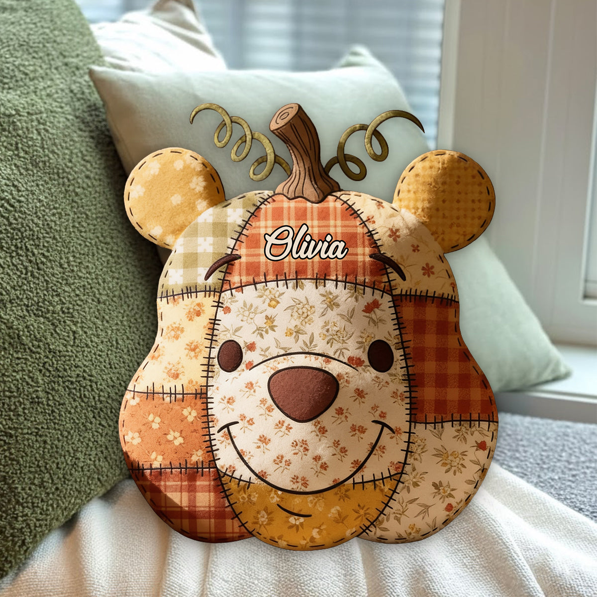 Honey Bear - Personalized Yellow Bear Premium Faux Fur Pillow