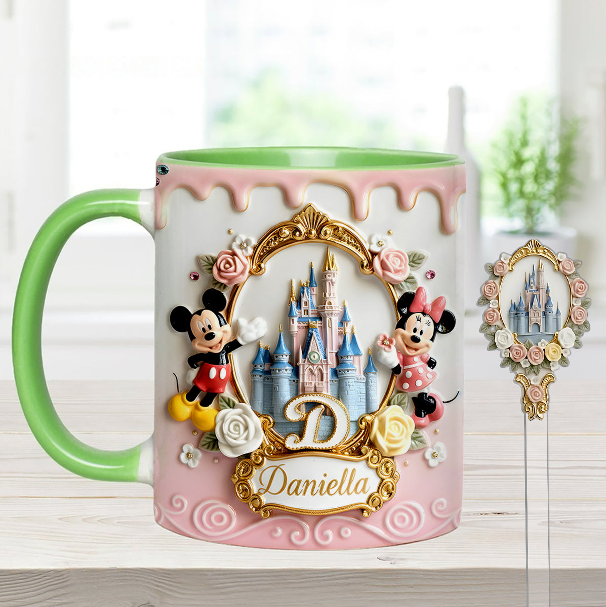 Custom Initial Magic Castle - Personalized Mouse Set Accent Mug with Acrylic Stirres