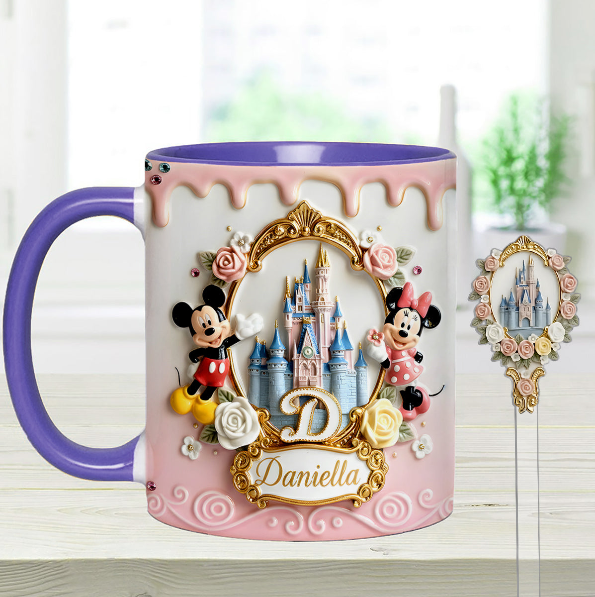 Custom Initial Magic Castle - Personalized Mouse Set Accent Mug with Acrylic Stirres