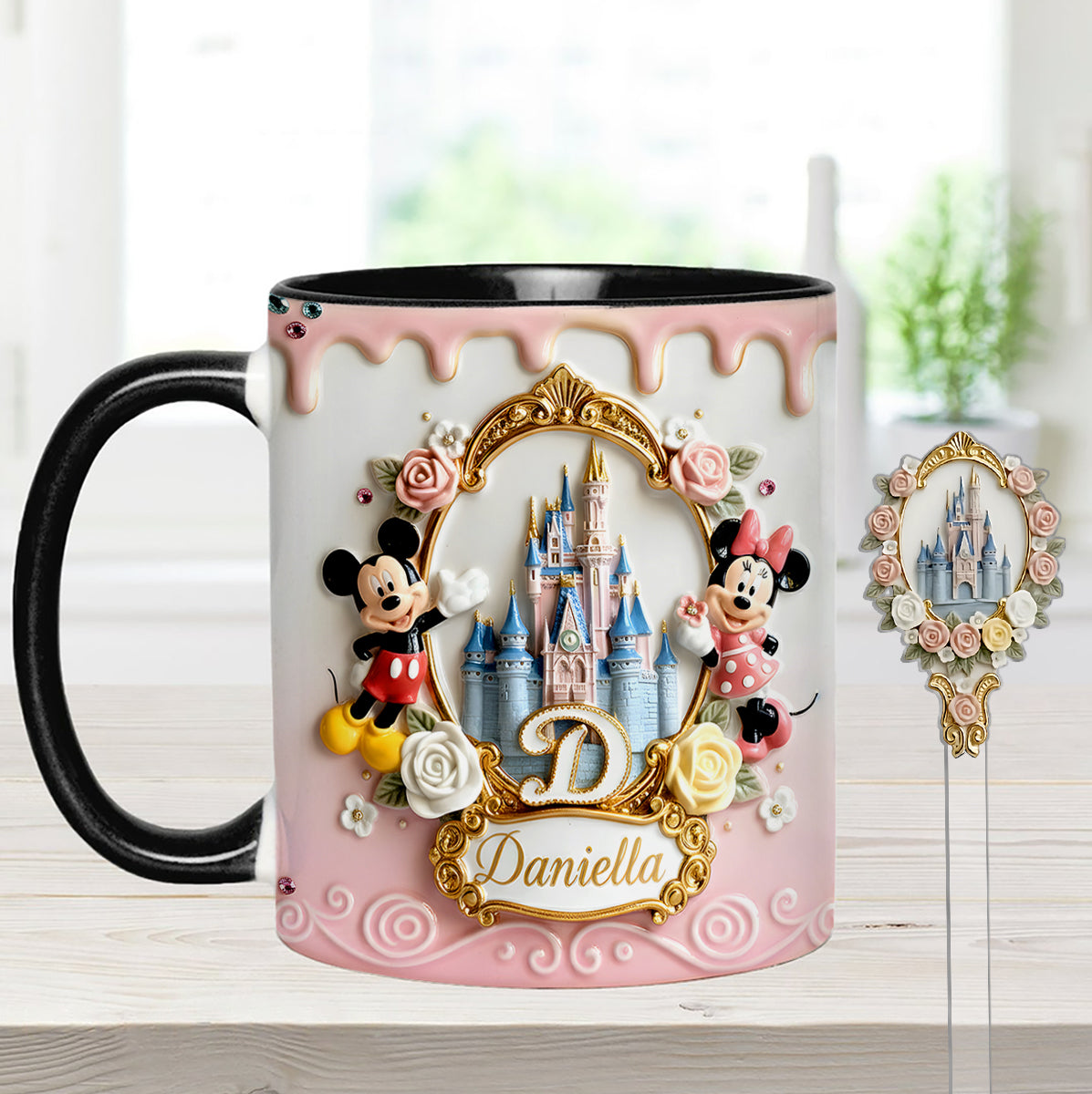 Custom Initial Magic Castle - Personalized Mouse Set Accent Mug with Acrylic Stirres