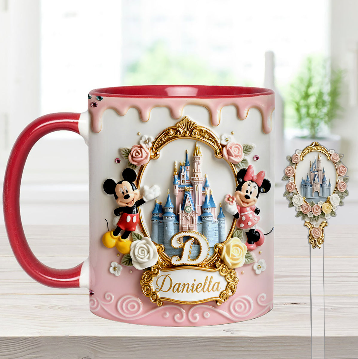 Custom Initial Magic Castle - Personalized Mouse Set Accent Mug with Acrylic Stirres