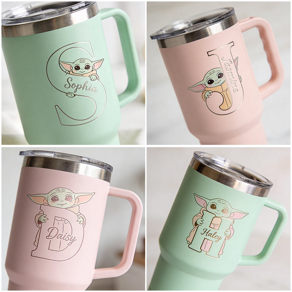 Too Cute I Am Custom Initial - Personalized The Force Tumbler With Handle
