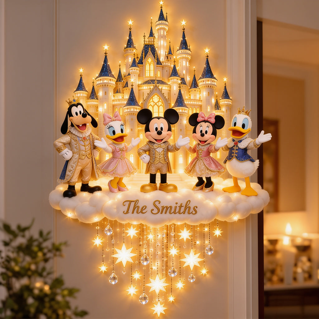 Cartoon Family Castle - Personalized Mouse LED Light Acrylic Sign