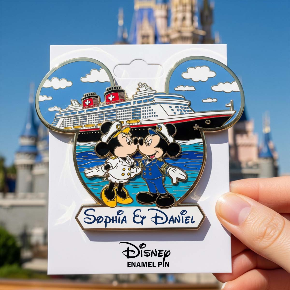 Mouse Couple Cruise Trip - Personalized Mouse Pin