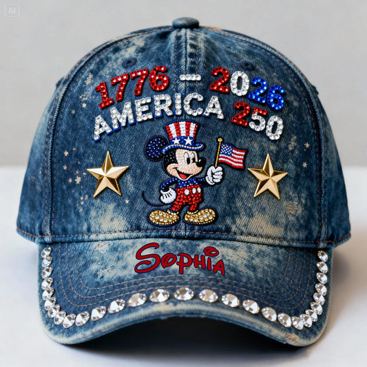 Patriotic Mouse America 250th Anniversary Cap - Personalized Mouse Classic Cap