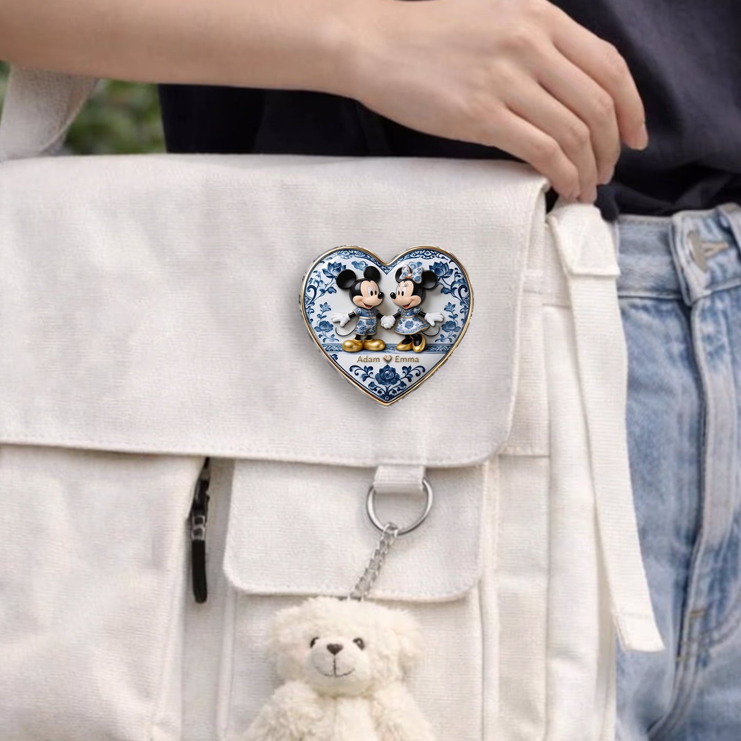 Blue & White Mouse Couple - Personalized Mouse 3D Embossed Enamel Pin