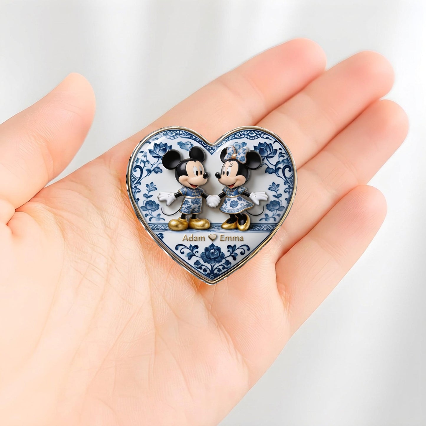 Blue & White Mouse Couple - Personalized Mouse 3D Embossed Enamel Pin