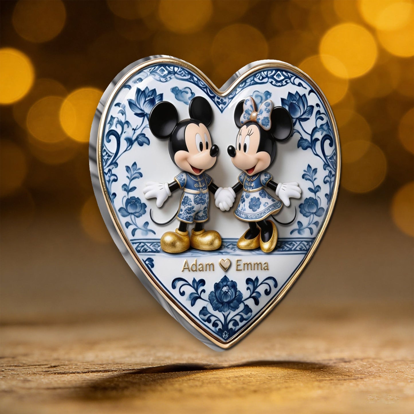 Blue & White Mouse Couple - Personalized Mouse 3D Embossed Enamel Pin