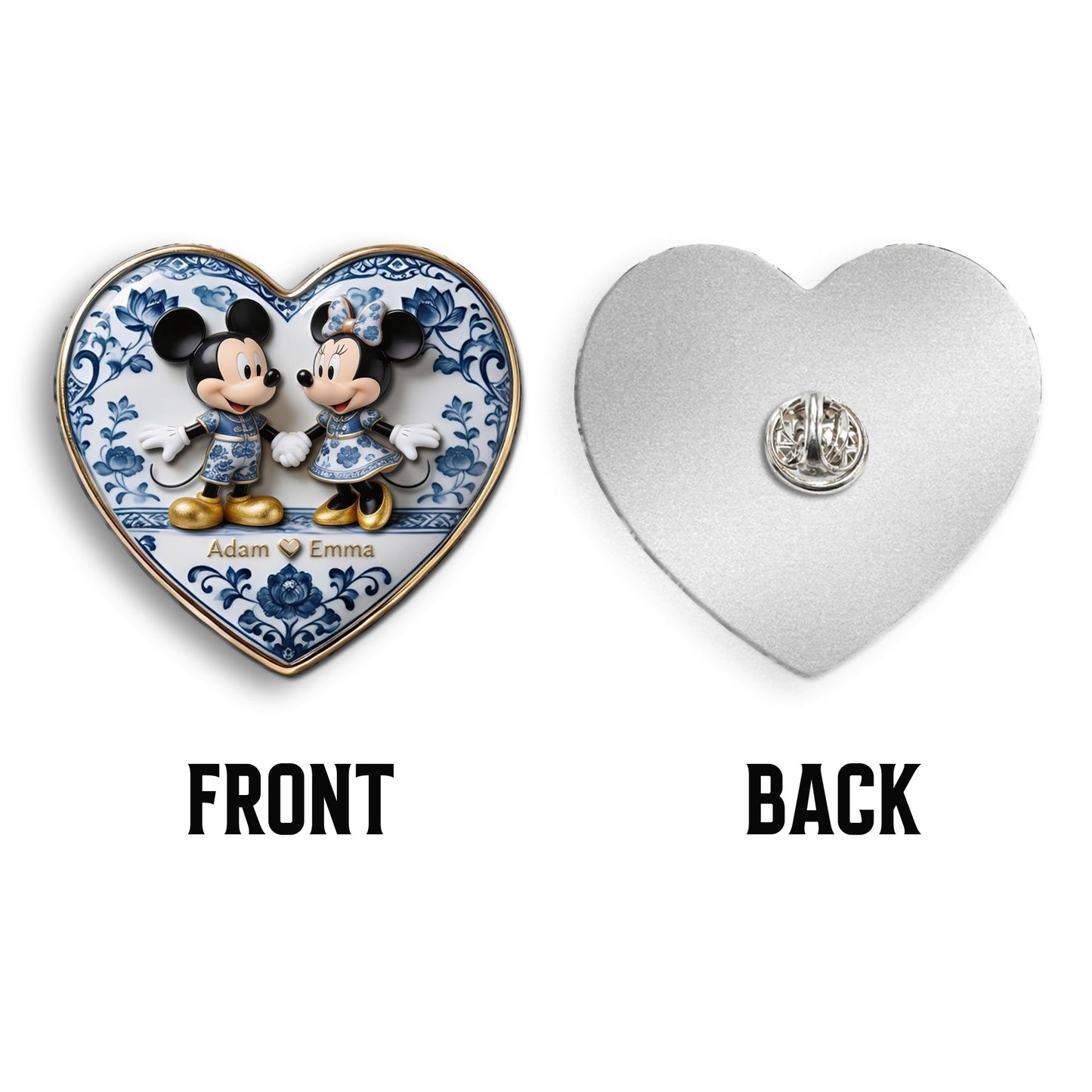 Blue & White Mouse Couple - Personalized Mouse 3D Embossed Enamel Pin