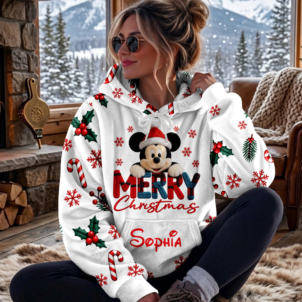 Merry Christmas - Personalized Mouse Fleece Hoodie