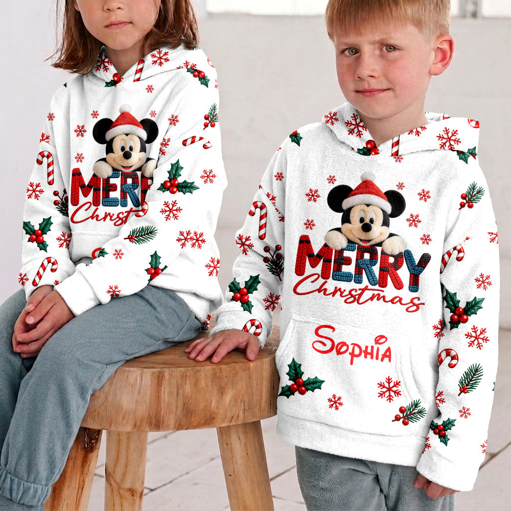 Merry Christmas - Personalized Mouse Fleece Hoodie