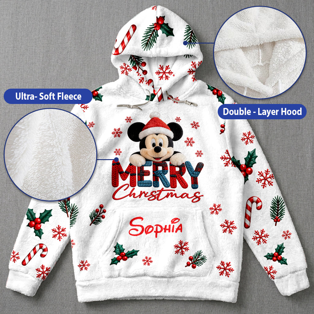 Merry Christmas - Personalized Mouse Fleece Hoodie