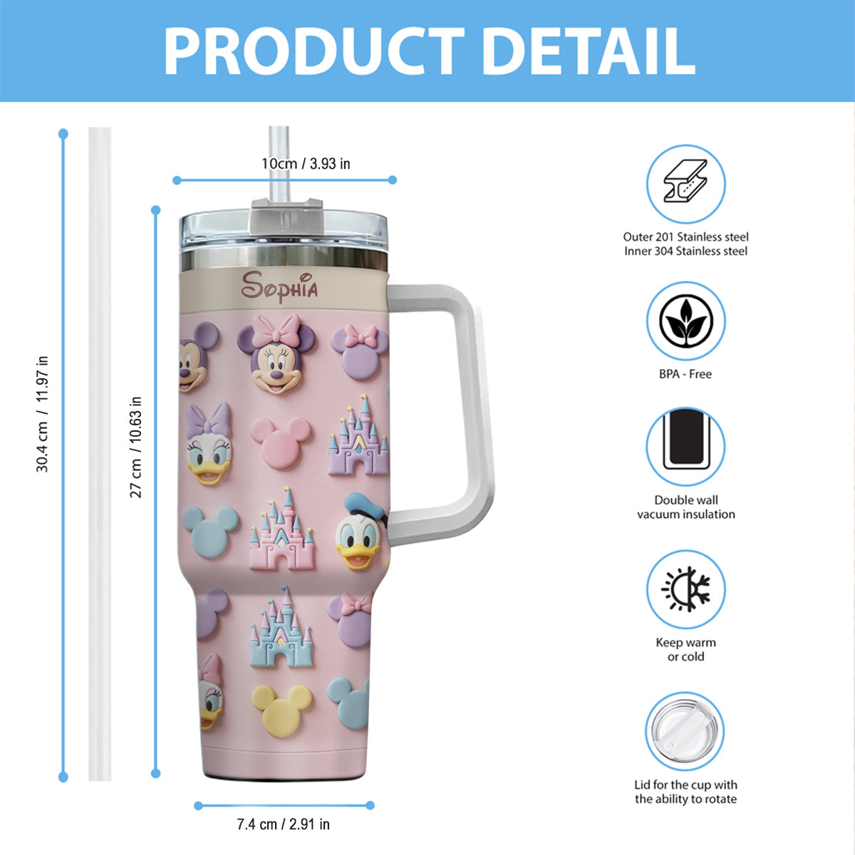 Magical World - Personalized Mouse Tumbler With Handle