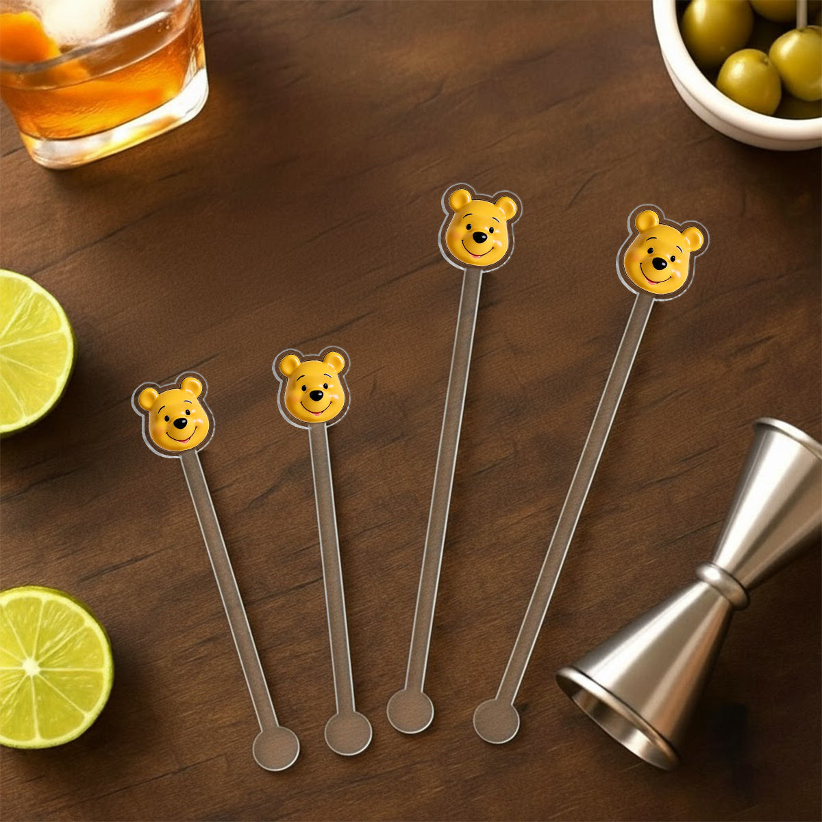 Shh I'm Crocheting - Personalized Yellow Bear Set Accent Mug with Acrylic Stirrers