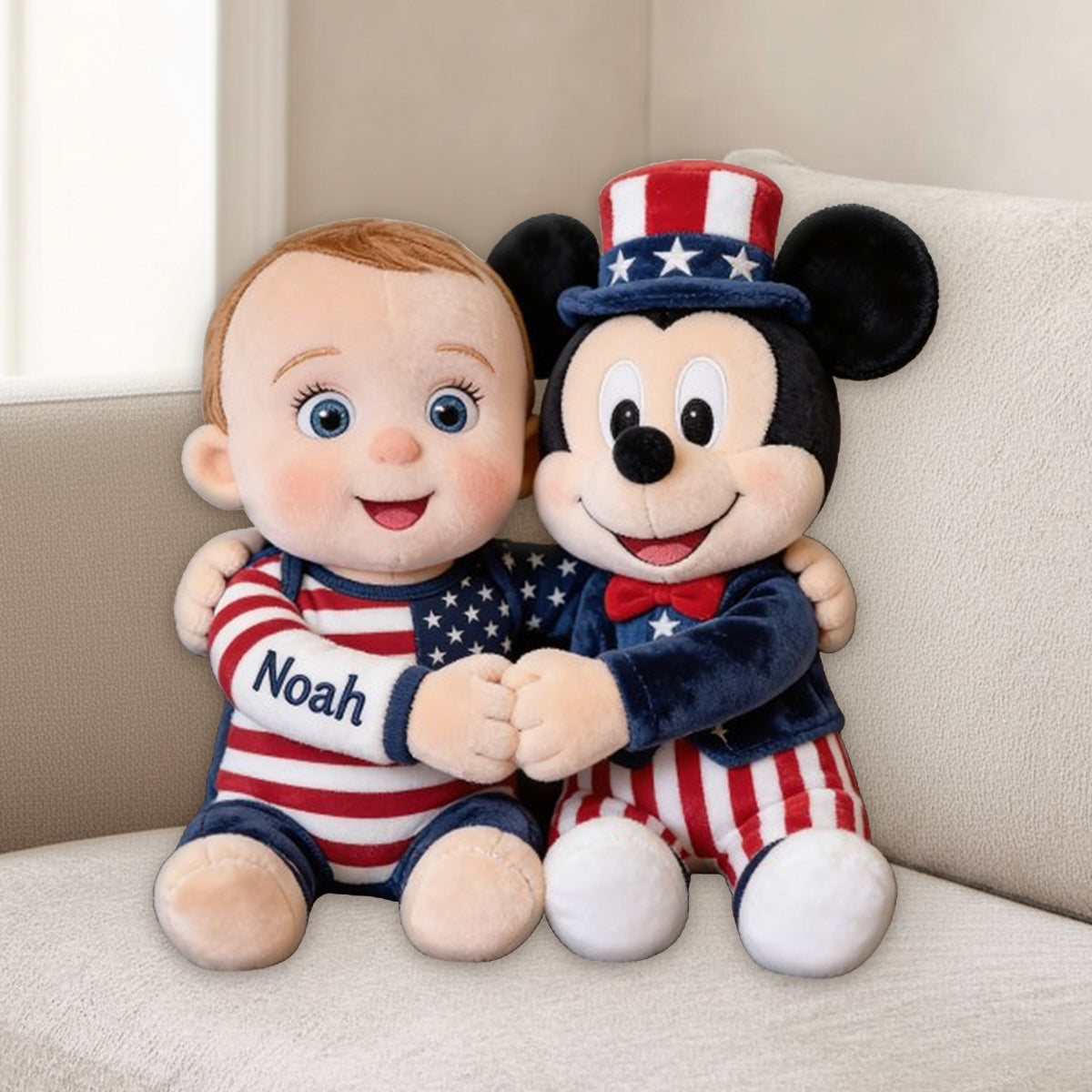 Patriotic Magic Cartoon - Personalized Mouse Premium Faux Fur Pillow