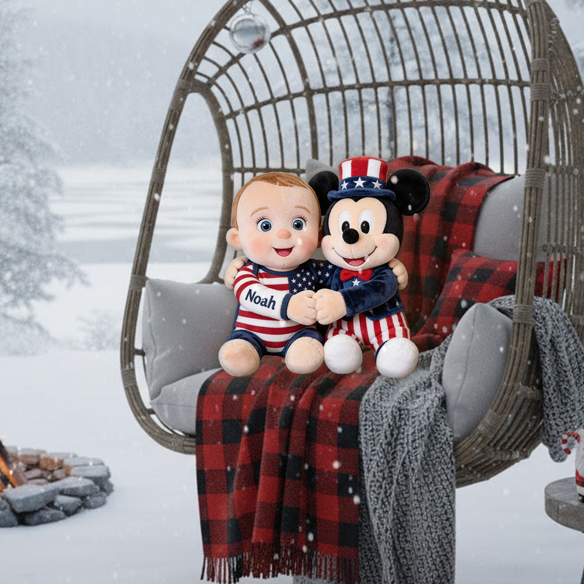 Patriotic Magic Cartoon - Personalized Mouse Premium Faux Fur Pillow