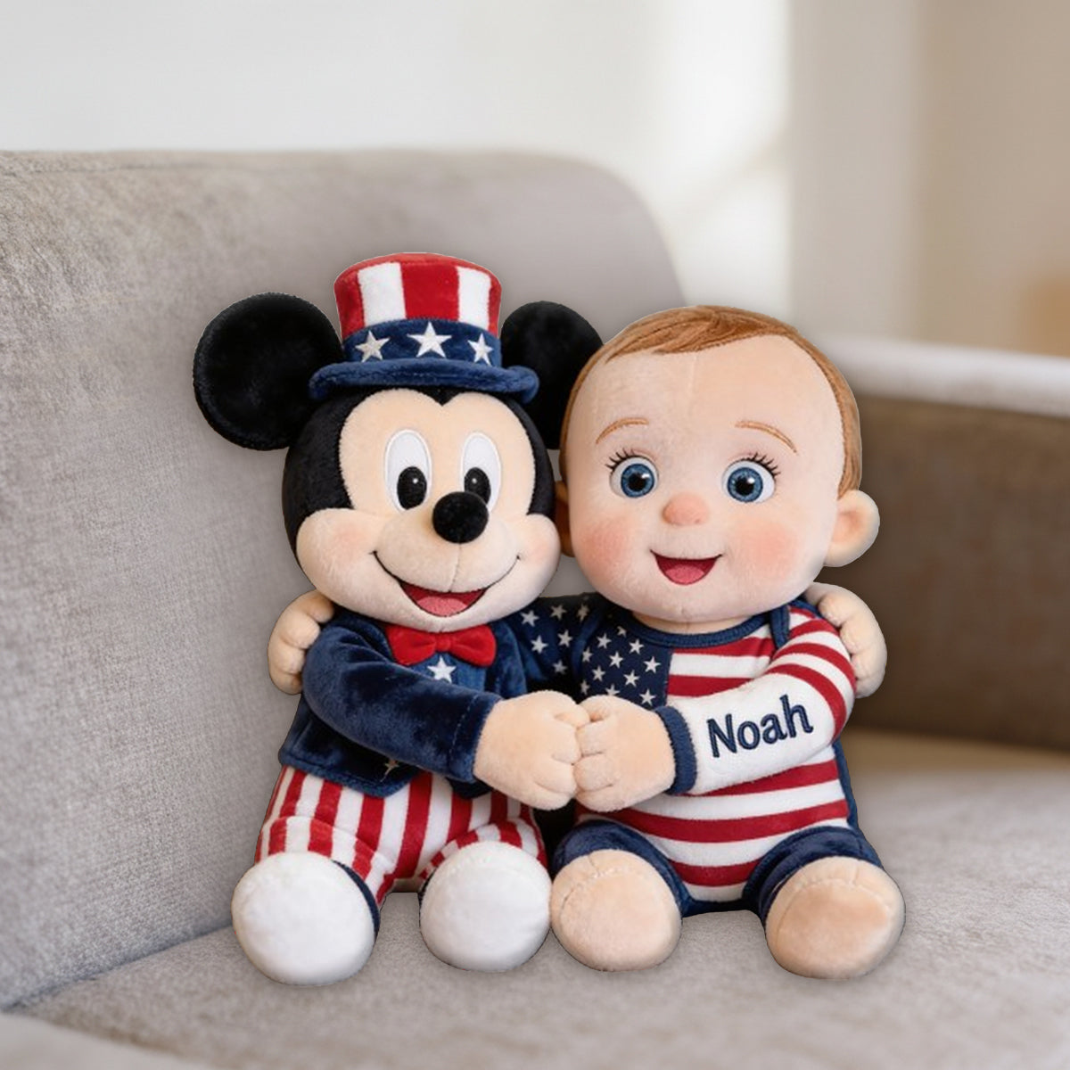 Patriotic Magic Cartoon - Personalized Mouse Premium Faux Fur Pillow