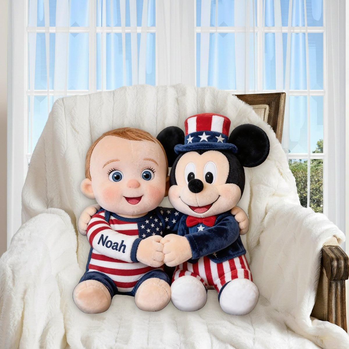 Patriotic Magic Cartoon - Personalized Mouse Premium Faux Fur Pillow