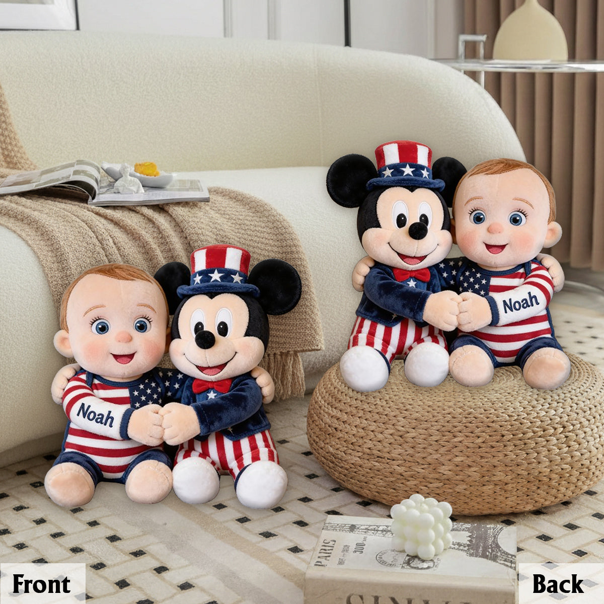 Patriotic Magic Cartoon - Personalized Mouse Premium Faux Fur Pillow