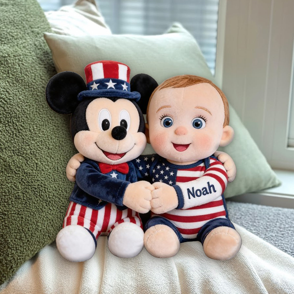 Patriotic Magic Cartoon - Personalized Mouse Premium Faux Fur Pillow
