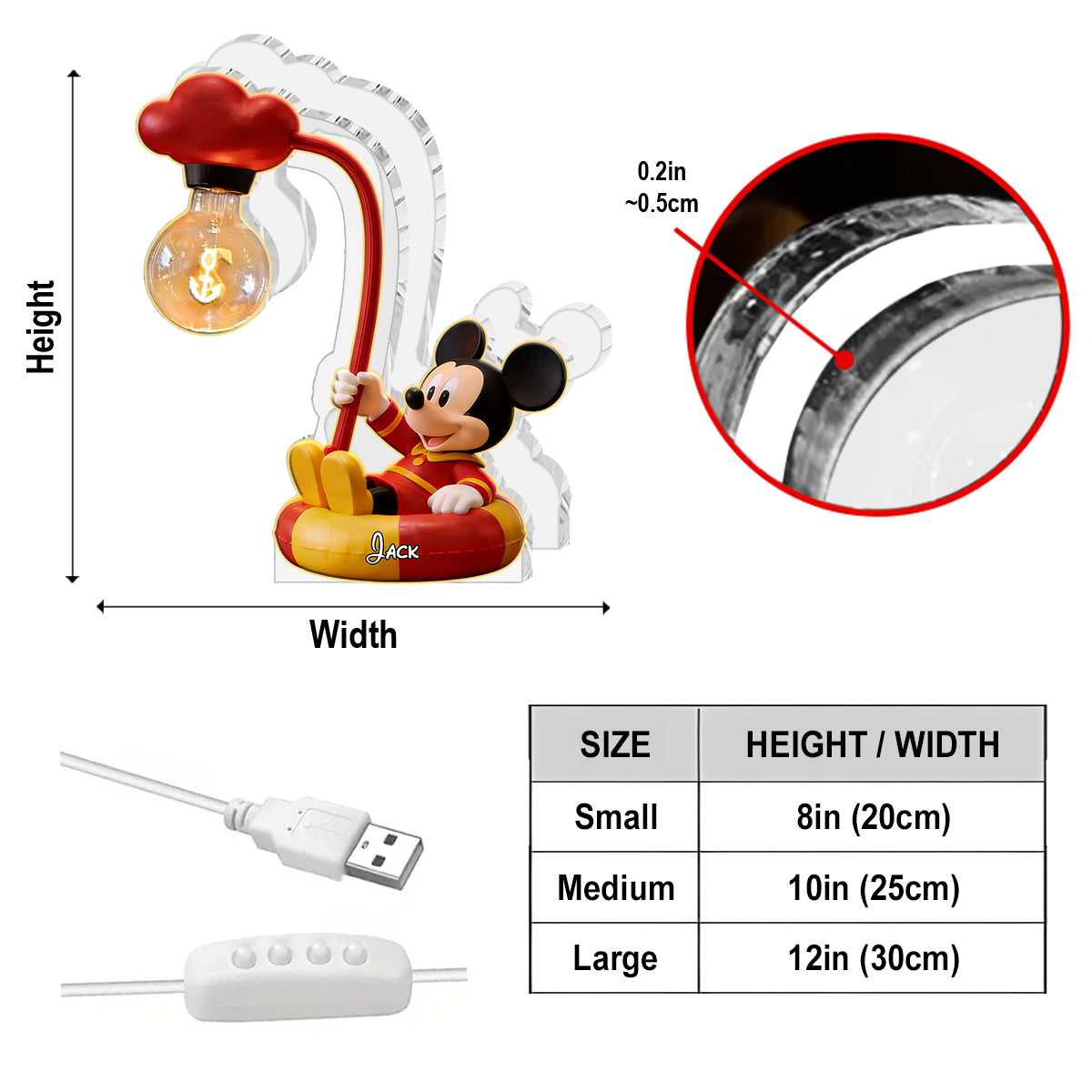 Cartoon Mouse, Cartoon Characters - Personalized Mouse Acrylic LED Night Light