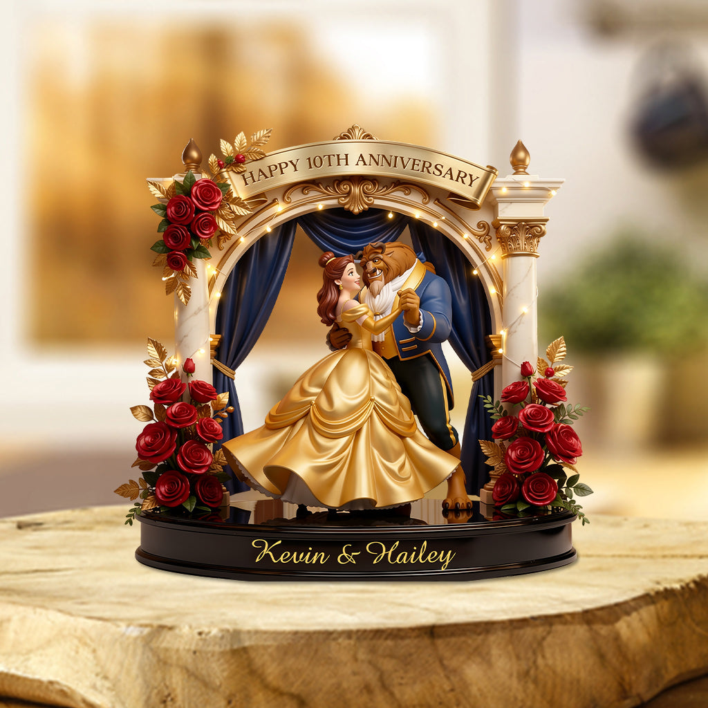 Anniversary Couple Gift - Personalized Beauty And The Beast Custom Shaped Acrylic Plaque