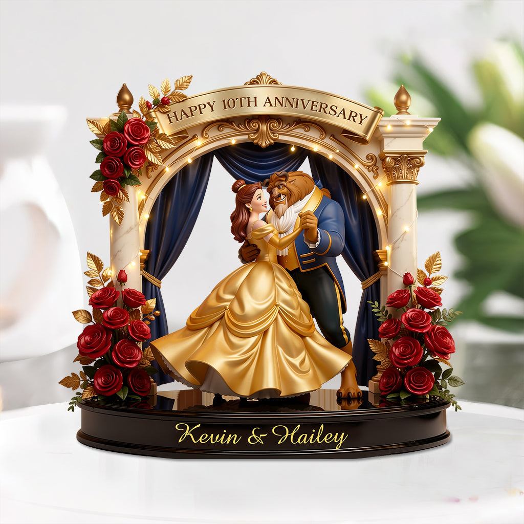 Anniversary Couple Gift - Personalized Beauty And The Beast Custom Shaped Acrylic Plaque