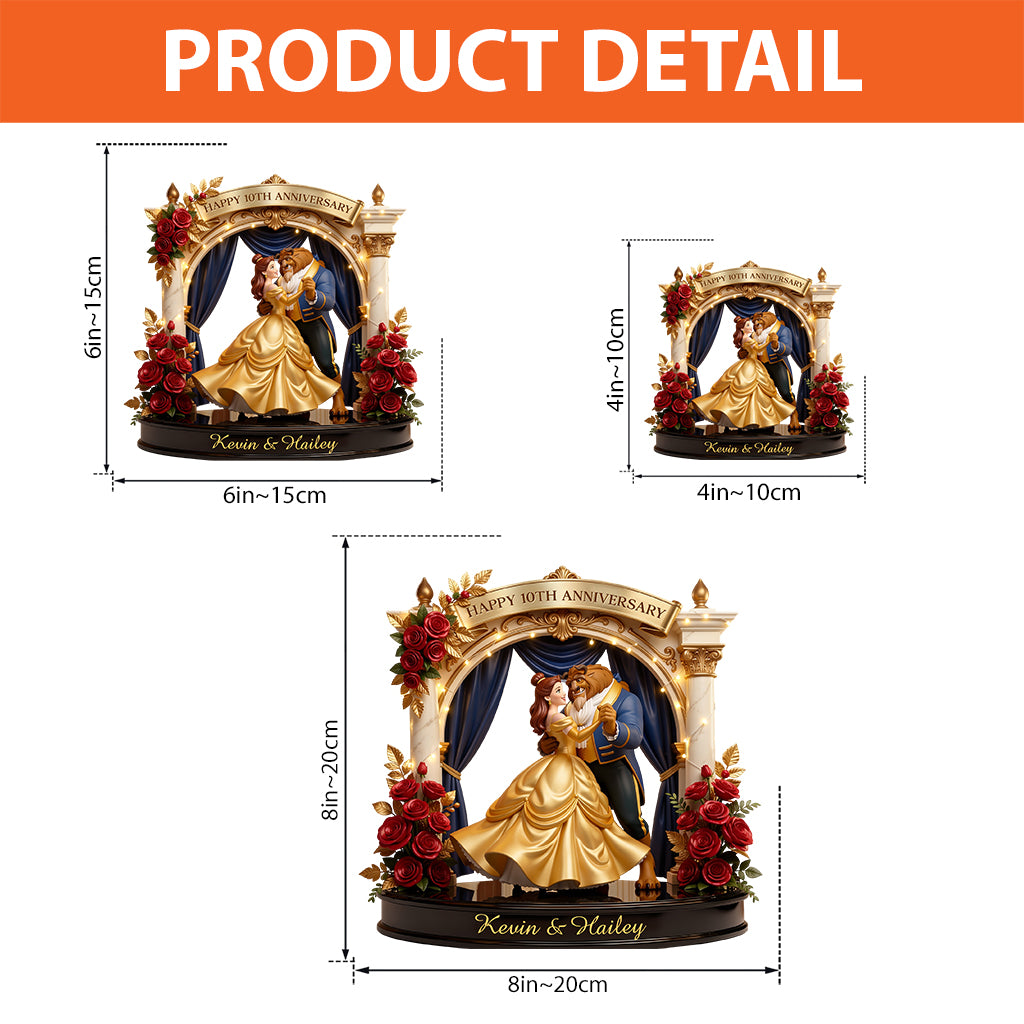 Anniversary Couple Gift - Personalized Beauty And The Beast Custom Shaped Acrylic Plaque