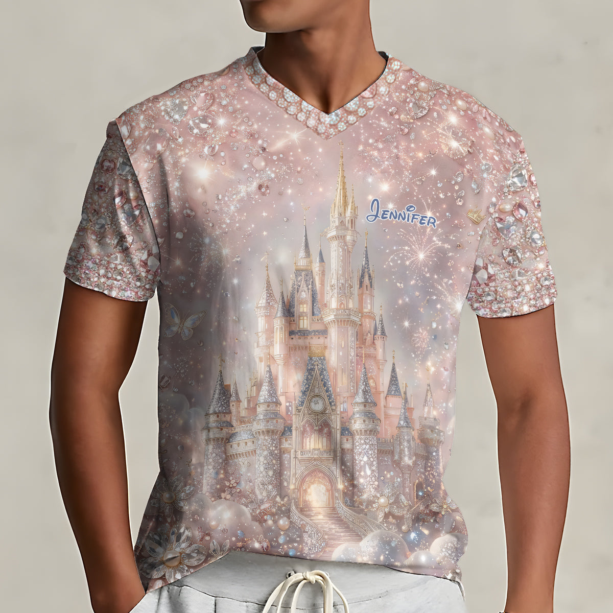 Magic Castle - Personalized Dream Trip Fully Printed V-Neck T-Shirt