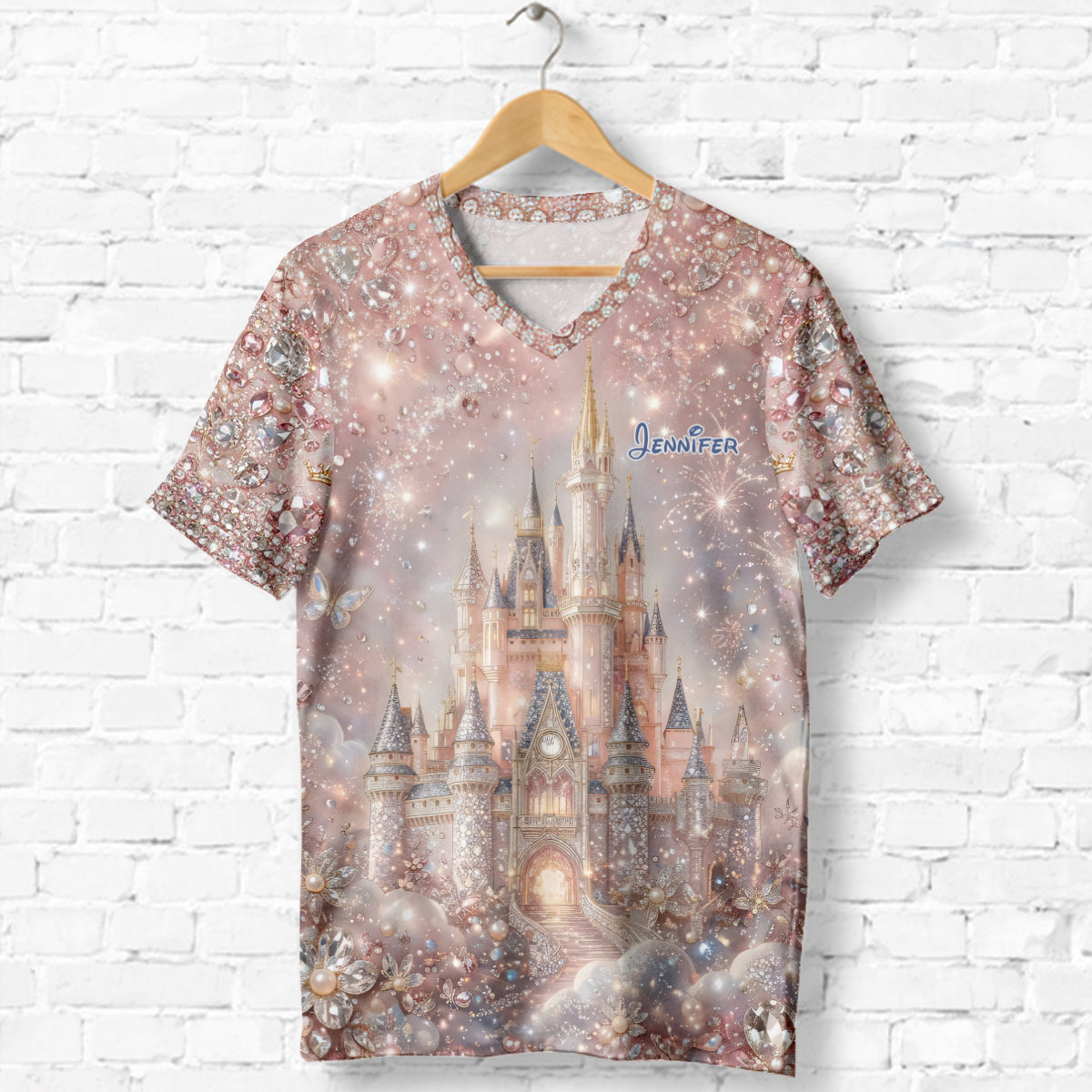 Magic Castle - Personalized Dream Trip Fully Printed V-Neck T-Shirt