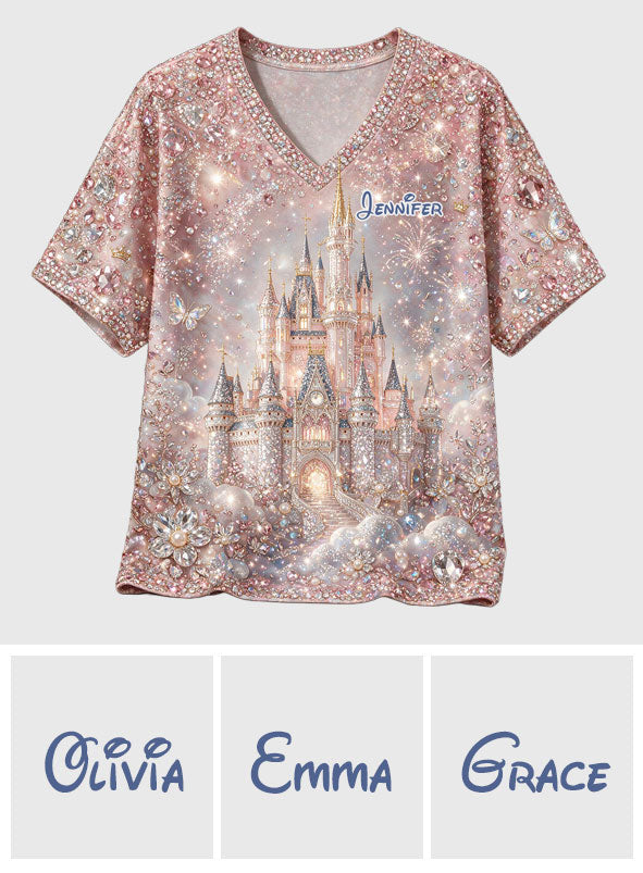 Magic Castle - Personalized Dream Trip Fully Printed V-Neck T-Shirt