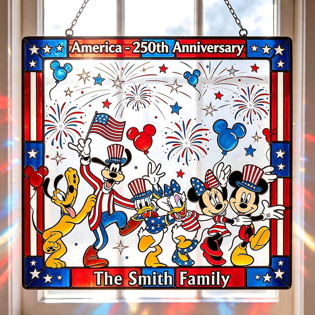 Patriotic Magic Cartoon - Personalized Mouse Window Hanging Suncatcher Ornament