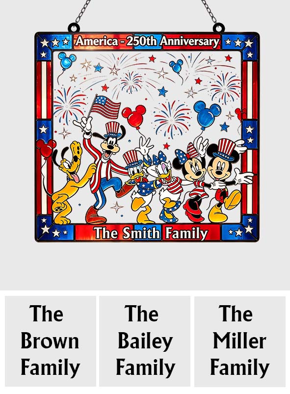 Patriotic Magic Cartoon - Personalized Mouse Window Hanging Suncatcher Ornament