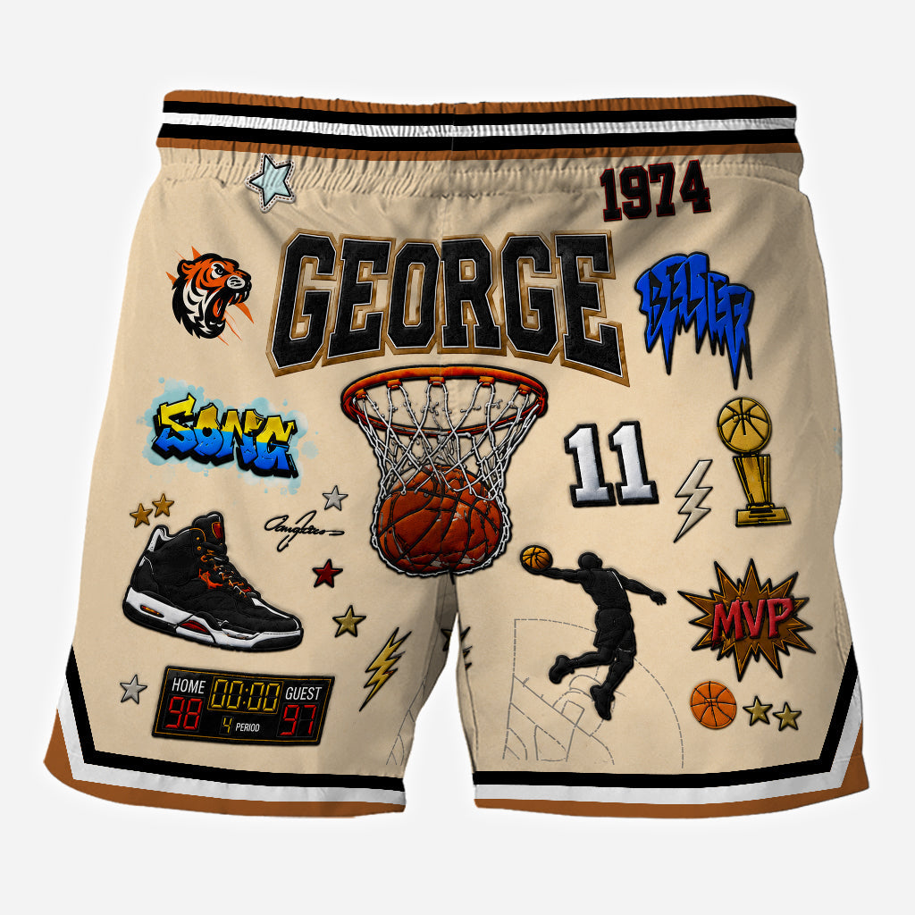 Love Playing Basketball - Personalized Basketball Men Shorts