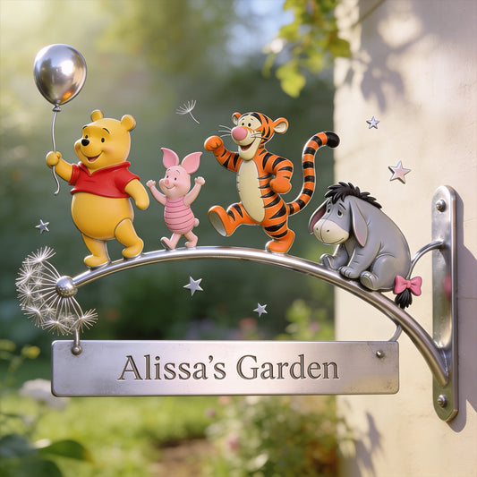 Bear Friends - Personalized Yellow Bear Wooden Wall Mount Sign