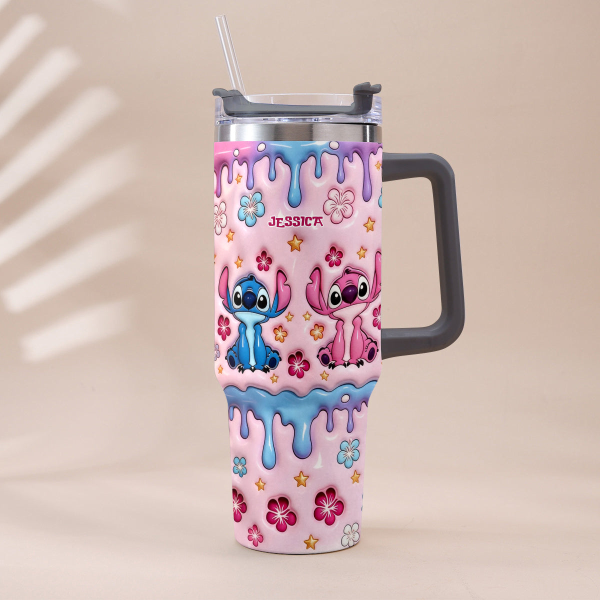 Ohana Cartoon Monster - Personalized Ohana Tumbler With Plush Charm