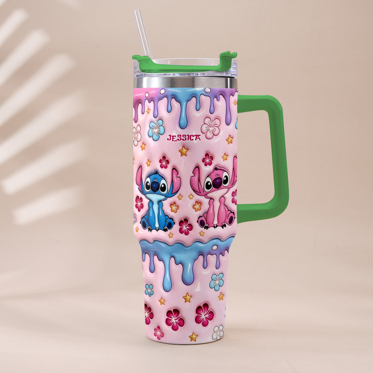 Ohana Cartoon Monster - Personalized Ohana Tumbler With Plush Charm