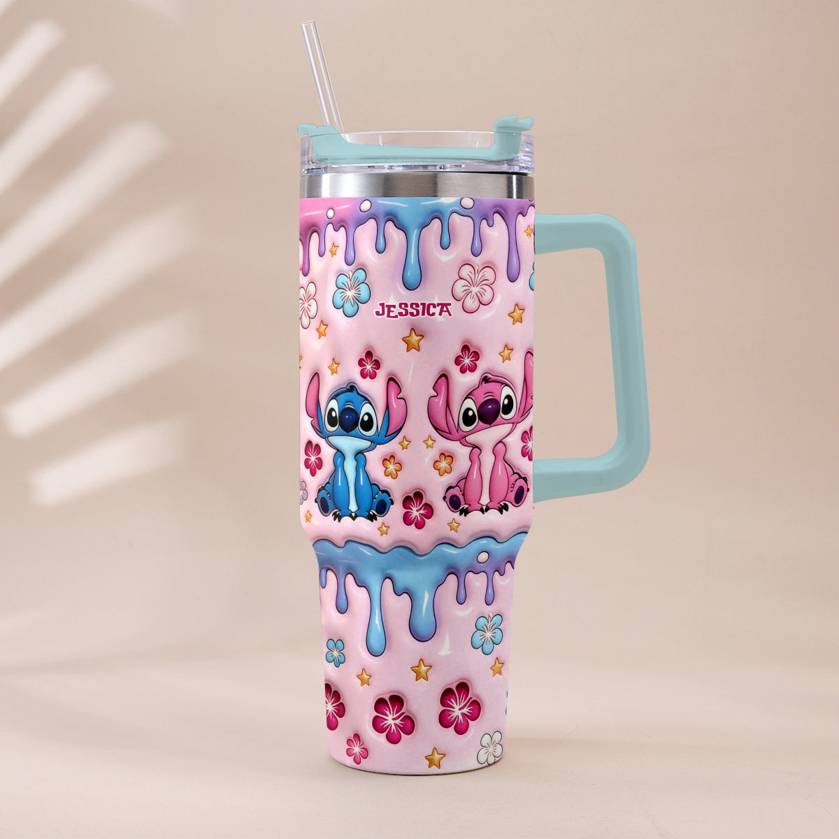 Ohana Cartoon Monster - Personalized Ohana Tumbler With Plush Charm