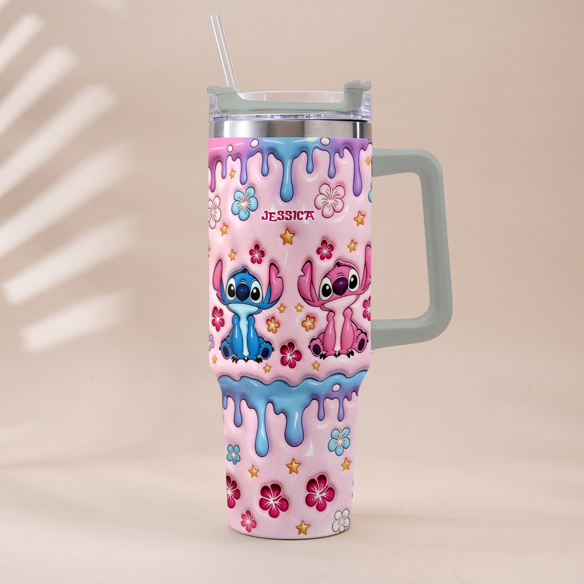 Ohana Cartoon Monster - Personalized Ohana Tumbler With Plush Charm