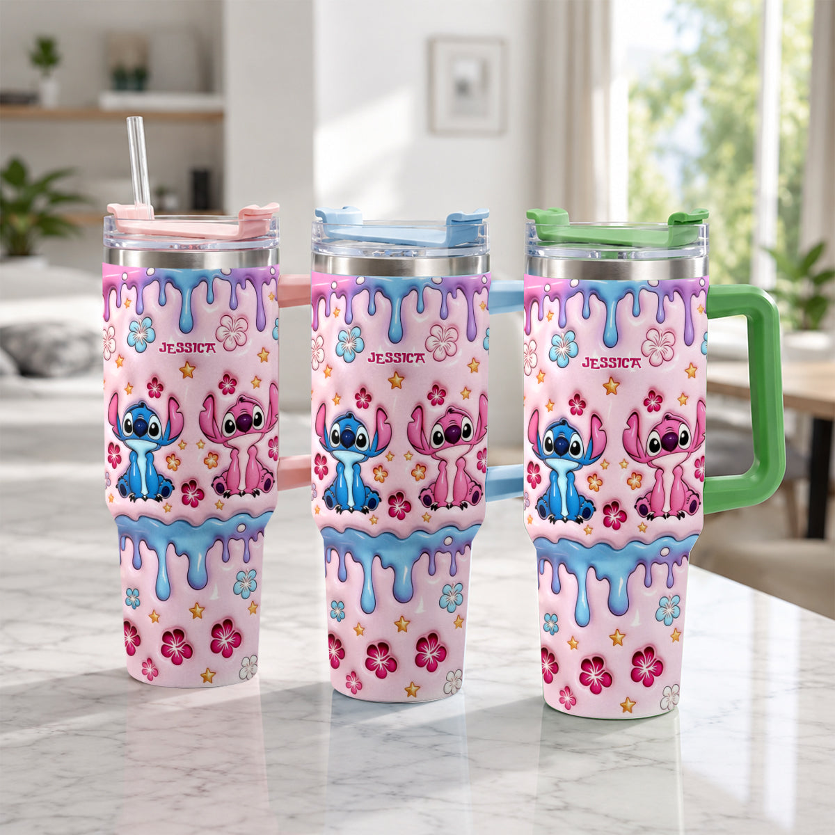 Ohana Cartoon Monster - Personalized Ohana Tumbler With Plush Charm