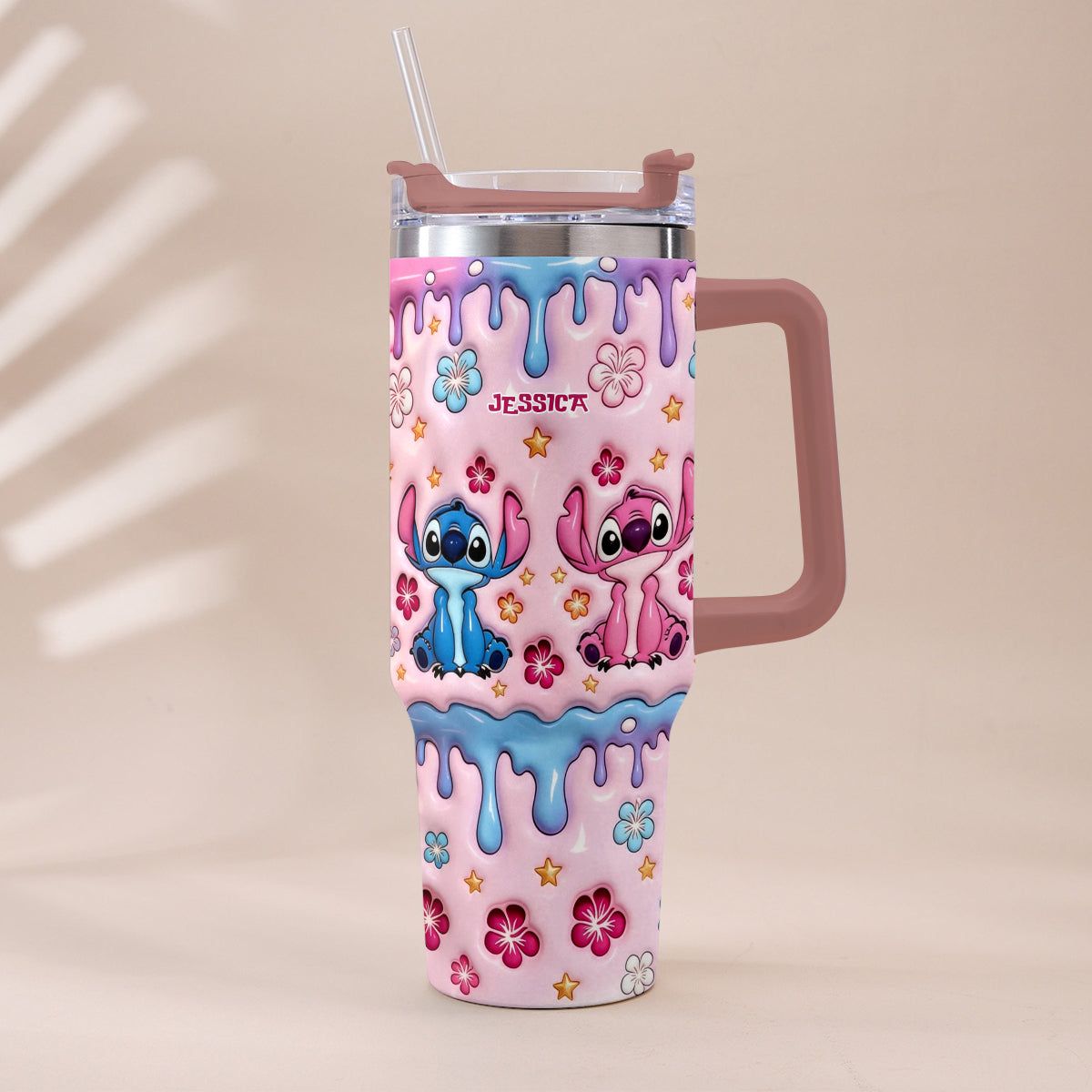Ohana Cartoon Monster - Personalized Ohana Tumbler With Plush Charm