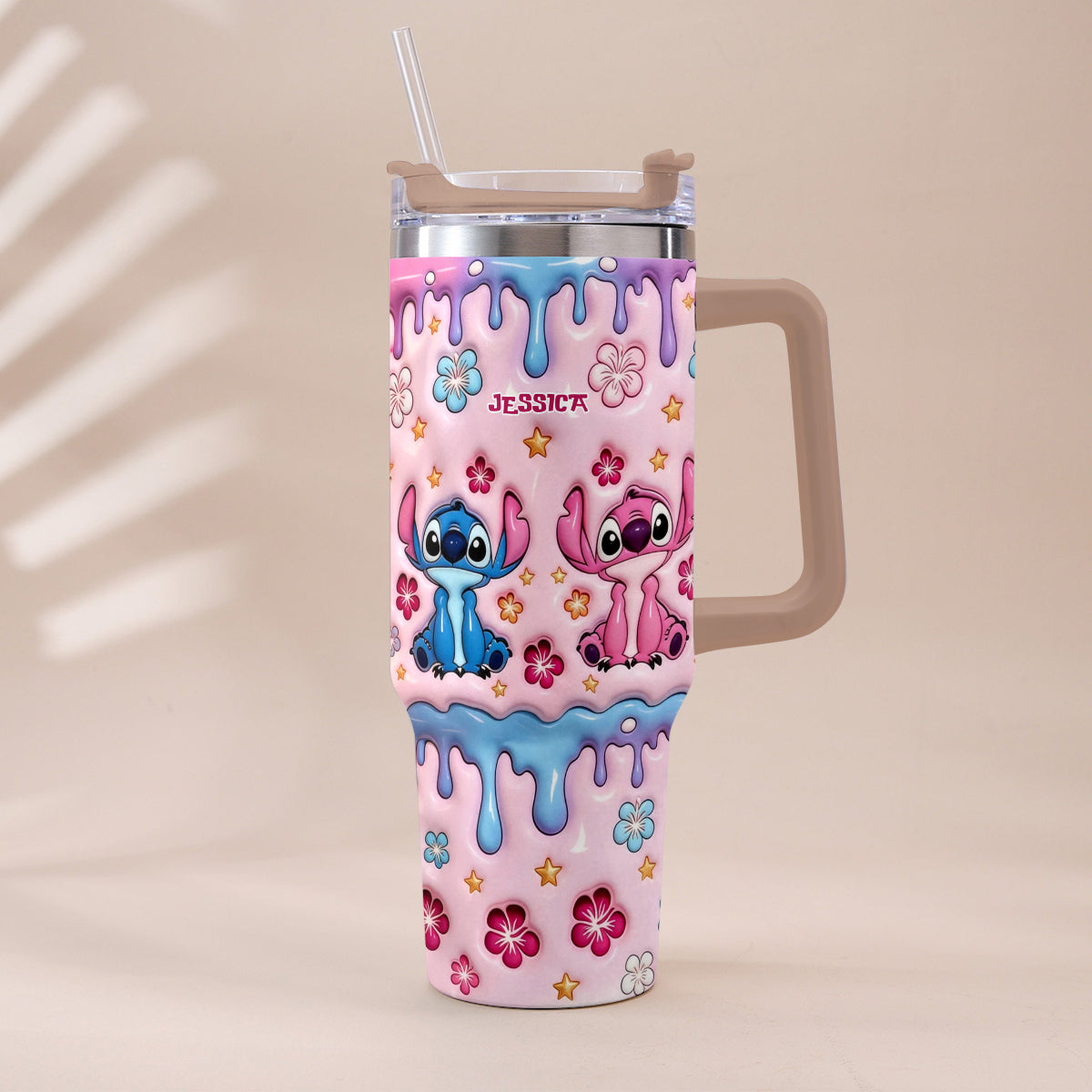Ohana Cartoon Monster - Personalized Ohana Tumbler With Plush Charm