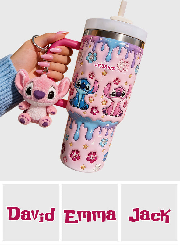 Ohana Cartoon Monster - Personalized Ohana Tumbler With Plush Charm