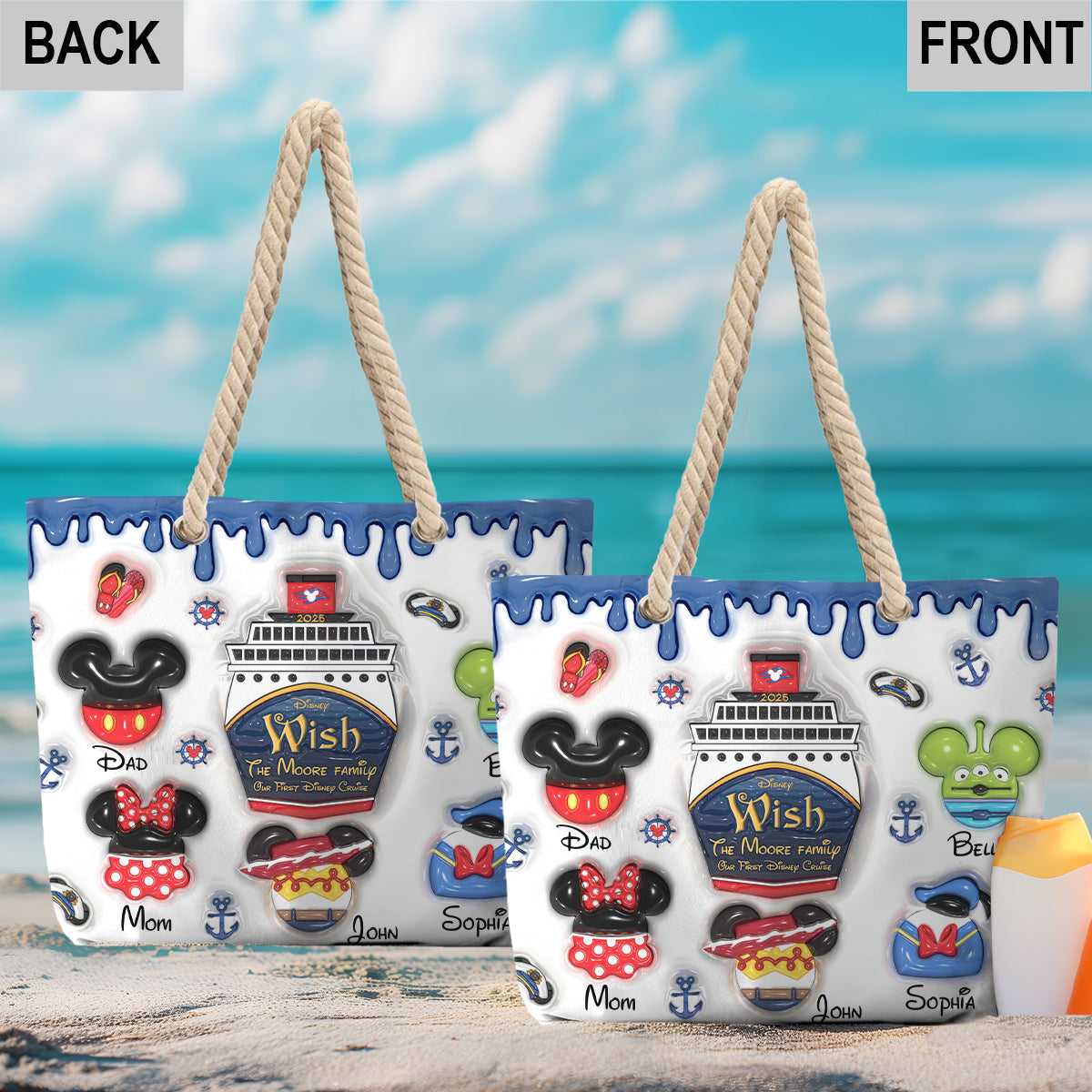 Family Cruising Trip - Personalized Mouse Beach Bag