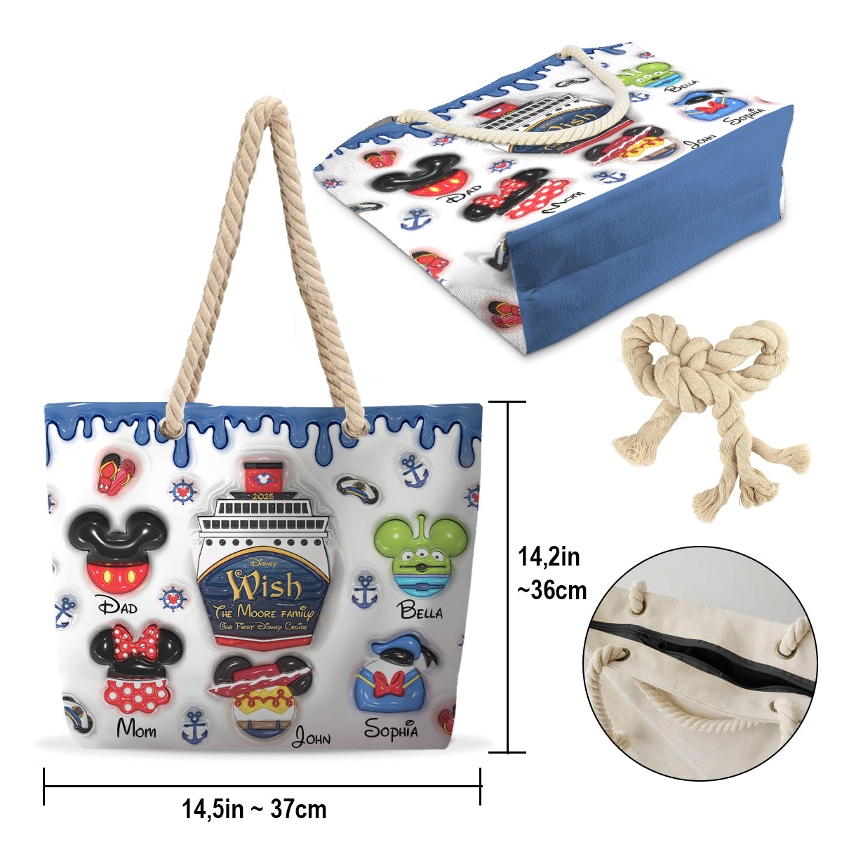 Family Cruising Trip - Personalized Mouse Beach Bag