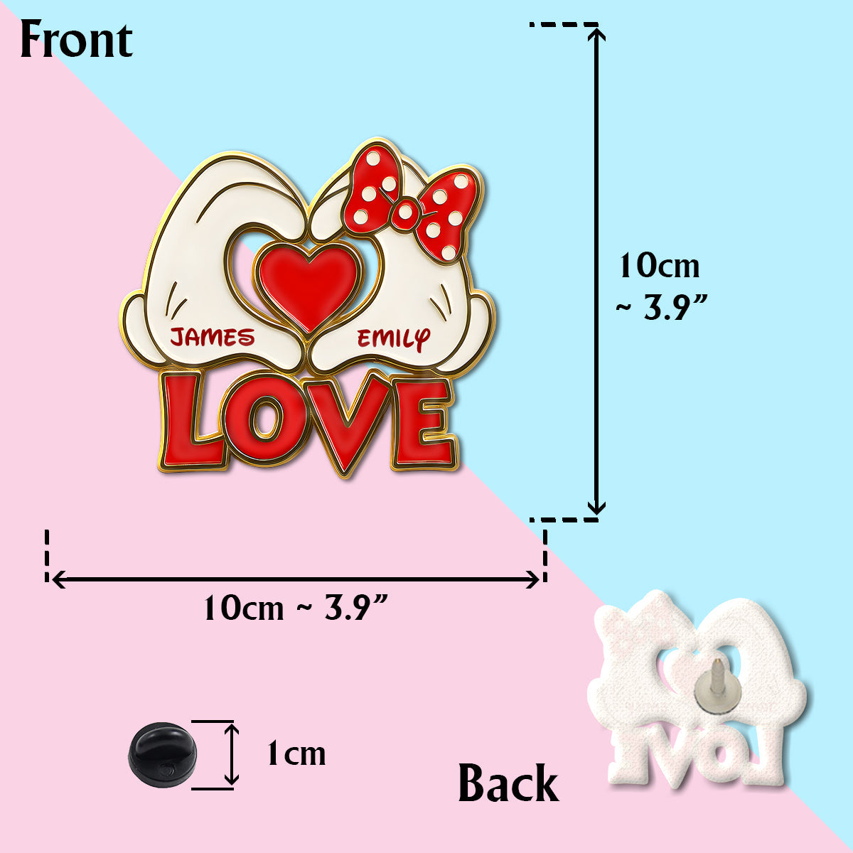 Couple Mouse Hands Heart Shape - Personalized Mouse Pin