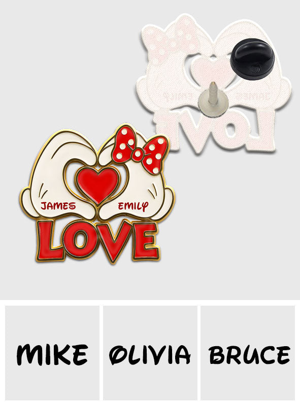 Couple Mouse Hands Heart Shape - Personalized Mouse Pin